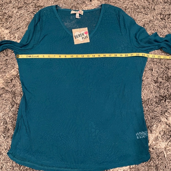 Womens Derek Heart Plus Teal Tunic Sheer Animal Print Lightweight Size 3X - Picture 6 of 7